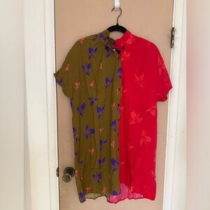 Lex Breezy Ruffle Button Down Ginger Dress